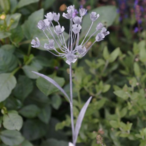 Artikel Tuinplug bloem, tuindecoratie, plantplug van metaal shabby chic wit, zilver L52cm Ø10cm 2st