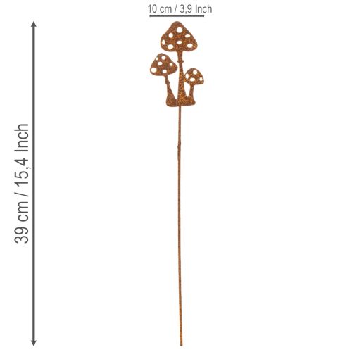 Tuinpaal, verweerd staal, decoratieve paal met vliegenzwammotief, 10 cm, 6 stuks | Floristik24.nl