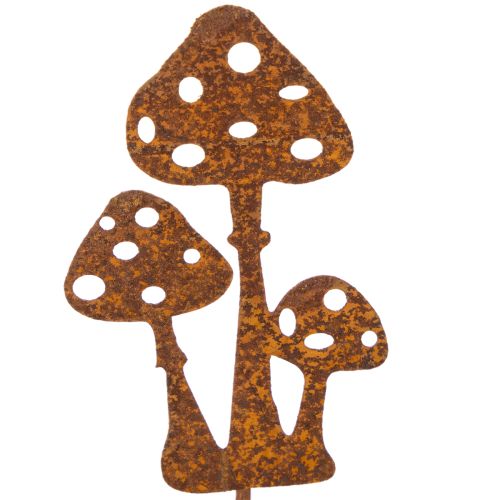 Tuinpaal, verweerd staal, decoratieve paal met vliegenzwammotief, 10 cm, 6 stuks | Floristik24.nl