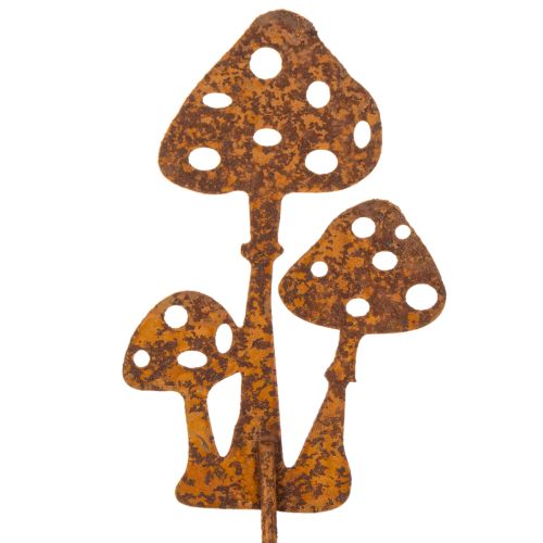Tuinpaal, verweerd staal, decoratieve paal met vliegenzwammotief, 10 cm, 6 stuks | Floristik24.nl