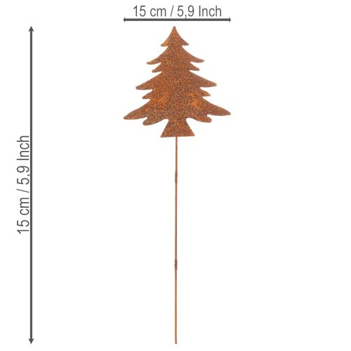 Tuinpaal, verweerd staal, hert, ster, spar, H10/15cm, 3 stuks | Floristik24.nl