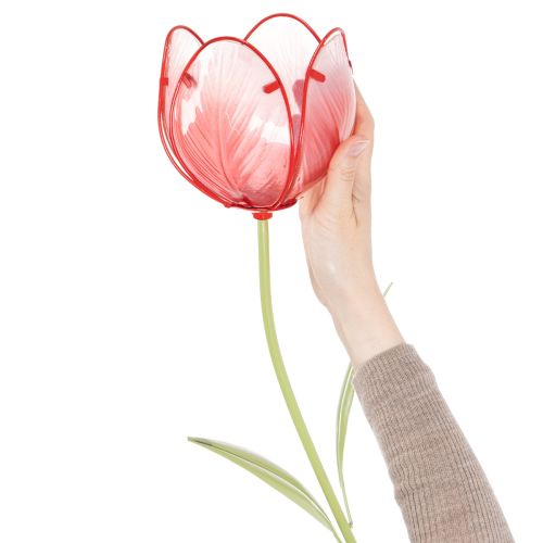 Glazen tulp tuinsteker - Prachtige decoratie voor tuin en balkon, 94 cm | Floristik24.nl
