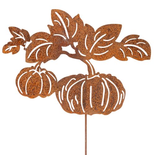 Artikel Tuinpaal met pompoenmotief, metalen decoratie, roestkleurige afwerking, 100 cm