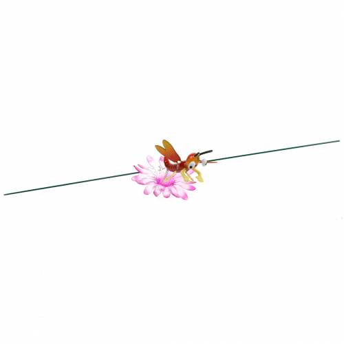 Floristik24 Tuinpaal Libel op Bloem met Metalen Veer Oranje, Roze H74cm
