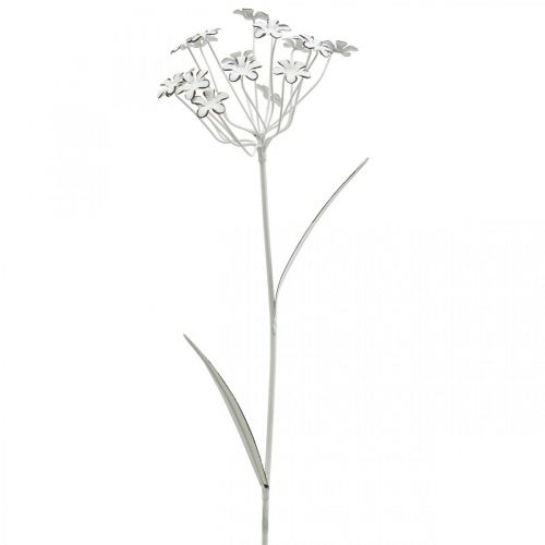 Floristik24 Tuinplug bloem, tuindecoratie, plantplug van metaal shabby chic wit, zilver L52cm Ø10cm 2st
