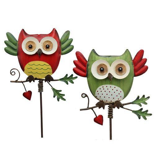 Floristik24 Tuinplug metaal uil assorti 57cm 2st