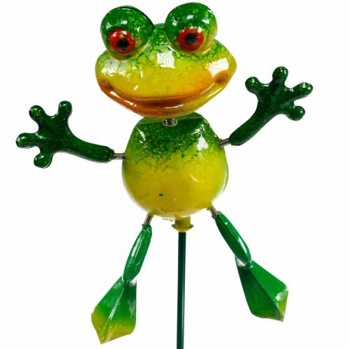 Floristik24 Bloemsteker kikker met metalen veren groen, geel H65.5cm