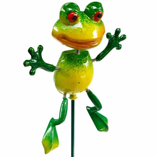 Floristik24 Bloemsteker kikker met metalen veren groen, geel H65.5cm