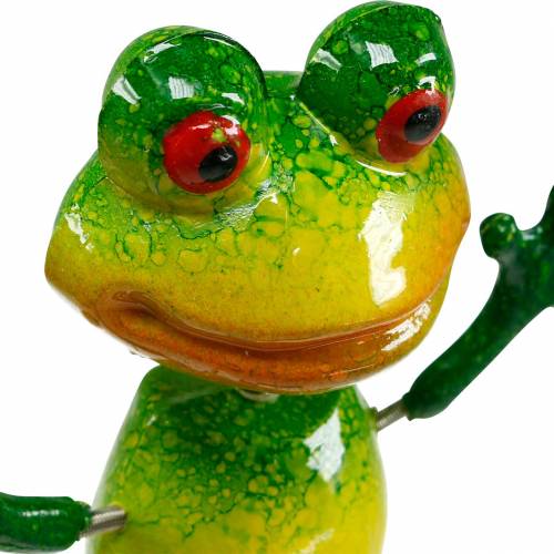 Floristik24 Bloemsteker kikker met metalen veren groen, geel H65.5cm