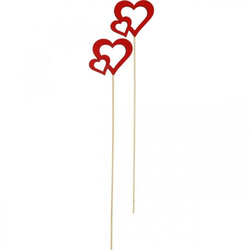 Floristik24 Bloemsteker hart hout rood romantische decoratie 6cm 24st