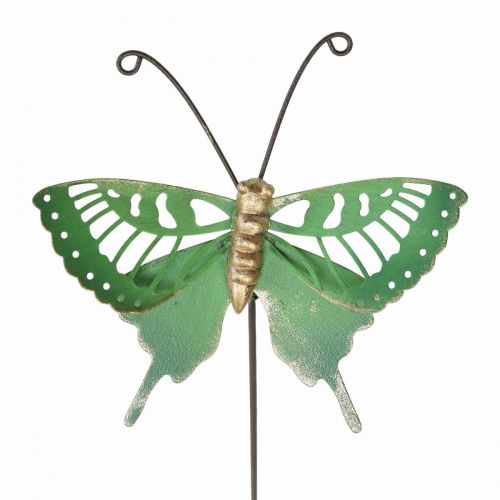 Tuinsteker Metaal Vlinder Groen Goud 12x10/46cm