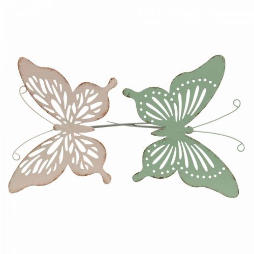 Artikel Bedsteker metaal vlinder roze groen 10,5x8,5cm 4st