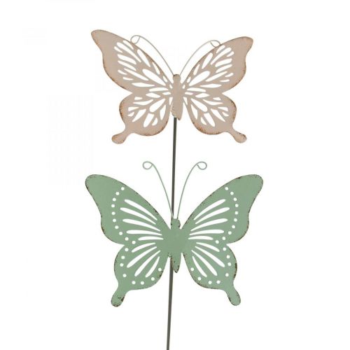 Floristik24 Bedsteker metaal vlinder roze groen 10,5x8,5cm 4st