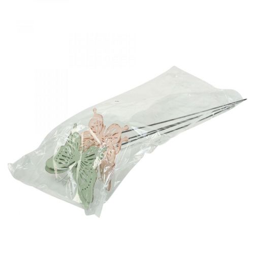 Artikel Bedsteker metaal vlinder roze groen 10,5x8,5cm 4st