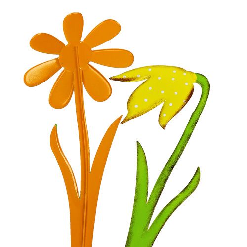 Floristik24 Tuinplug metaal bloem oranje, geel 47cm 4st