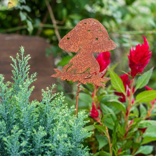 Tuinpaal paddestoel roestvliegenzwam herfstdecoratie tuin 47cm