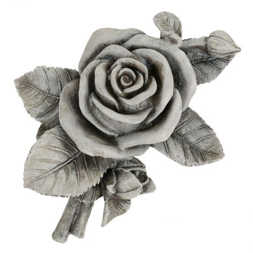 Floristik24 Roos voor grafdecoratie grijs 16cm x 13,5cm 2 st