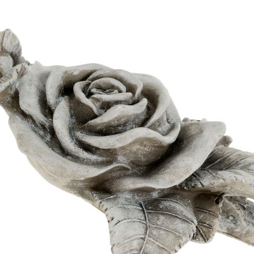 Floristik24 Roos voor grafdecoratie grijs 16cm x 13,5cm 2 st