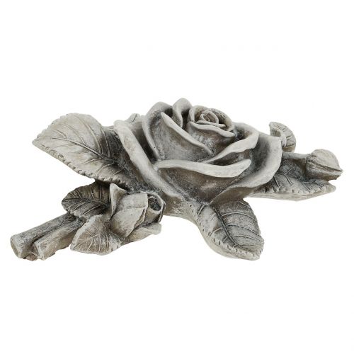 Floristik24 Roos voor grafdecoratie grijs 16cm x 13,5cm 2 st
