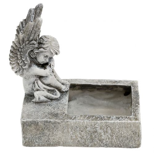 Floristik24 Plantenbak met engel grijs 17cm