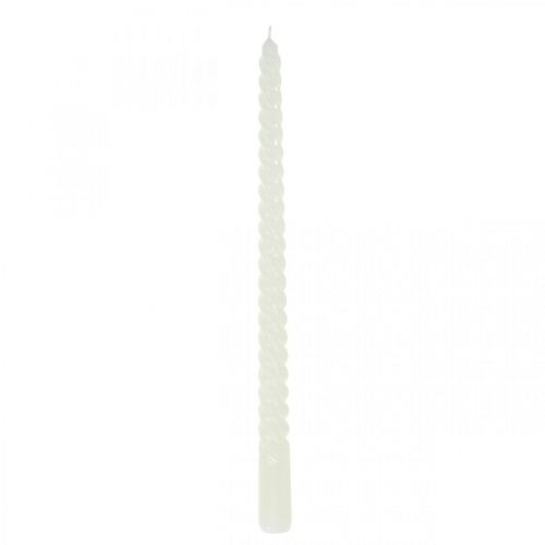 Floristik24 Gedraaide kaarsen spiraalkaarsen creme Ø2.2cm H30cm 2st