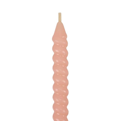 Artikel Gedraaide kaarsen spiraalkaarsen lichtroze Ø1,4cm H18cm 4st