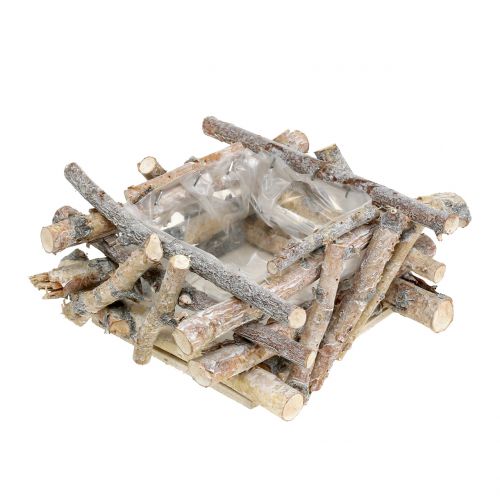 Floristik24 Berkentakken wit gewassen 23cm x 23cm H10cm