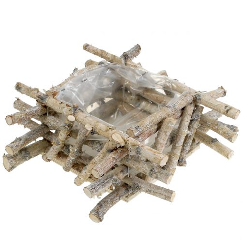 Floristik24 Berkentakken wit gewassen 28cm x 28cm H10cm