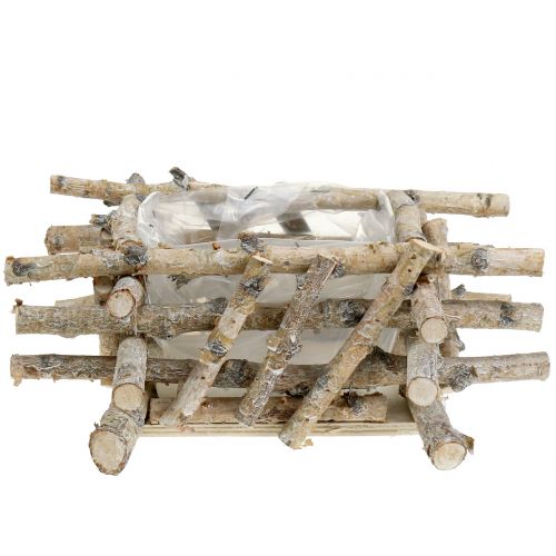 Floristik24 Berkentakken wit gewassen 28cm x 28cm H10cm