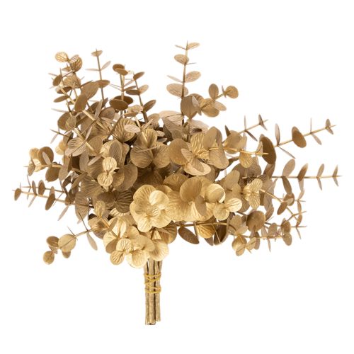 Kunstmatige eucalyptusplant, goudkleurige decoratieve tak voor tafeldecoratie, 24 cm