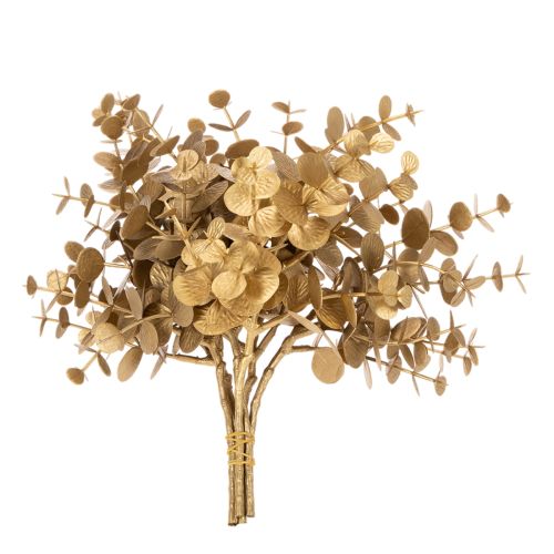 Kunstmatige eucalyptusplant, goudkleurige decoratieve tak voor tafeldecoratie, 24 cm | Floristik24.nl