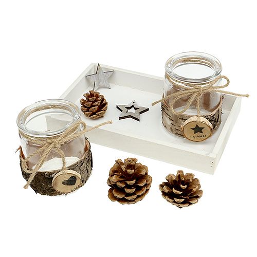 Floristik24 Geschenkset dienblad met theelichtglazen