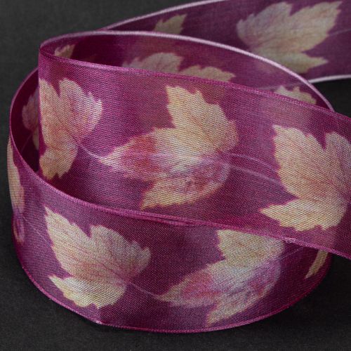 Artikel Cadeaulint esdoornbladeren paars lint herfst 40mm 15m