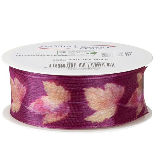 Artikel Cadeaulint esdoornbladeren paars lint herfst 40mm 15m