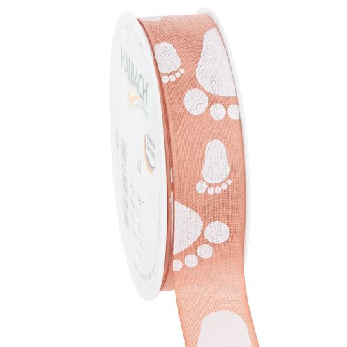 Cadeaulint voor babyvoetjes, doopdecoratie, roze lint, 25 mm, 16 m