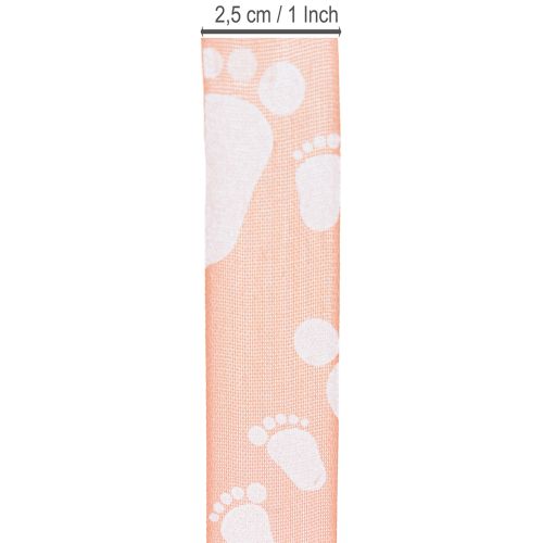 Artikel Cadeaulint voor babyvoetjes, doopdecoratie, roze lint, 25 mm, 16 m