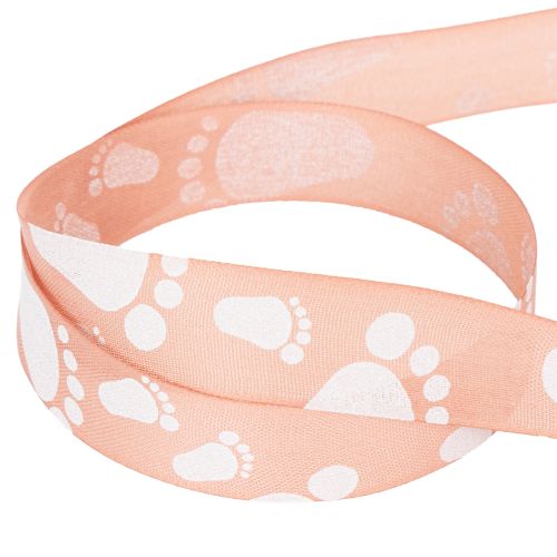 Artikel Cadeaulint voor babyvoetjes, doopdecoratie, roze lint, 25 mm, 16 m