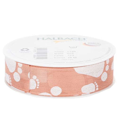 Artikel Cadeaulint voor babyvoetjes, doopdecoratie, roze lint, 25 mm, 16 m