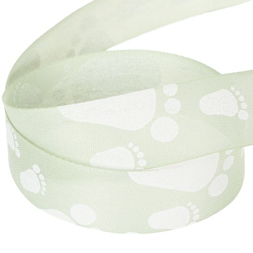 Artikel Cadeaulint babyvoetjes decoratie doop groen 25mm 16m