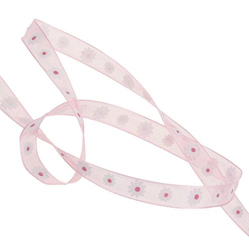 Floristik24 Cadeaulint roze met bloem 10mm 20m