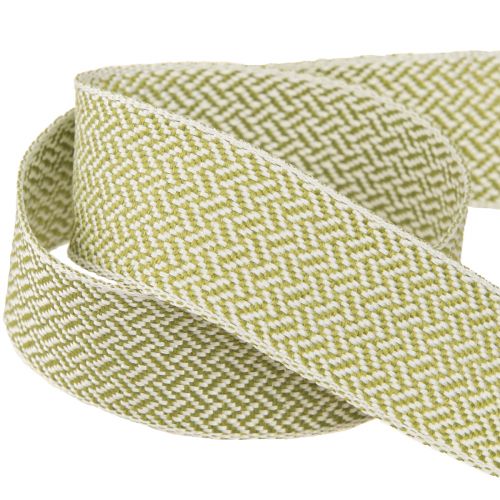 Artikel Cadeaulint visgraatmotief sierlint wit groen 25mm 15m