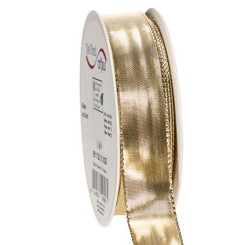 Goudkleurig cadeaulint met draadversteviging, 25 mm breed, 25 m lang kopen | Floristik24.nl