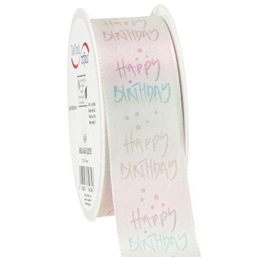 Artikel Cadeaulint Happy Birthday verjaardagsdecoratie 40mm 15m