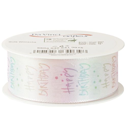 Artikel Cadeaulint Happy Birthday verjaardagsdecoratie 40mm 15m