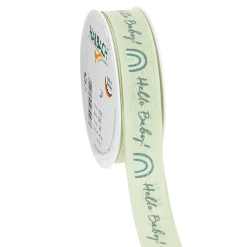 Floristik24 Cadeaulint Hello Baby decoratief lint groen 25 mm 16 m