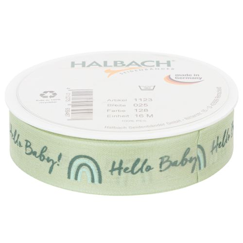 Artikel Cadeaulint Hello Baby decoratief lint groen 25 mm 16 m