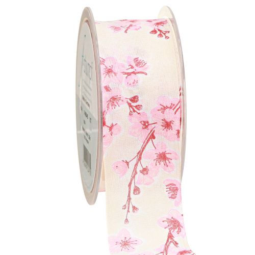 Floristik24 Cadeaulint kersenbloesem stoffen lint Hanami 40mm 20m