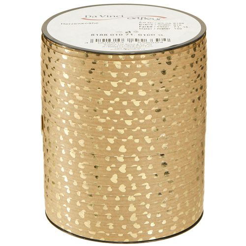 Artikel Cadeaulint krullint met hartjes goudbruin 10mm 100m