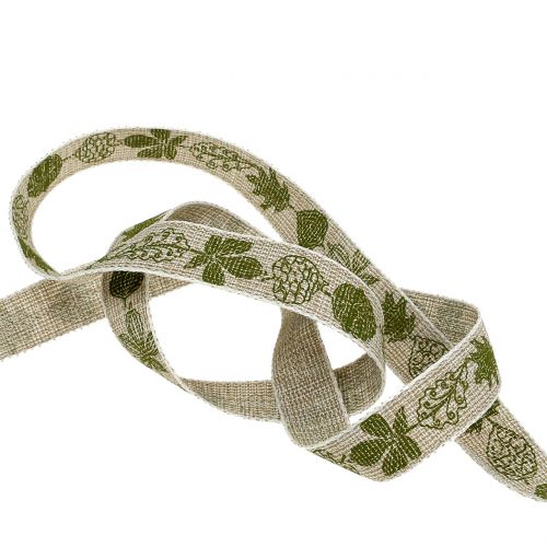 Floristik24 Decoratief lint herfstmotief groen 15mm 20m