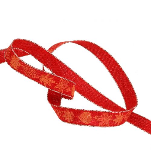 Floristik24 Decoratief lint herfstmotief rood 15mm 20m